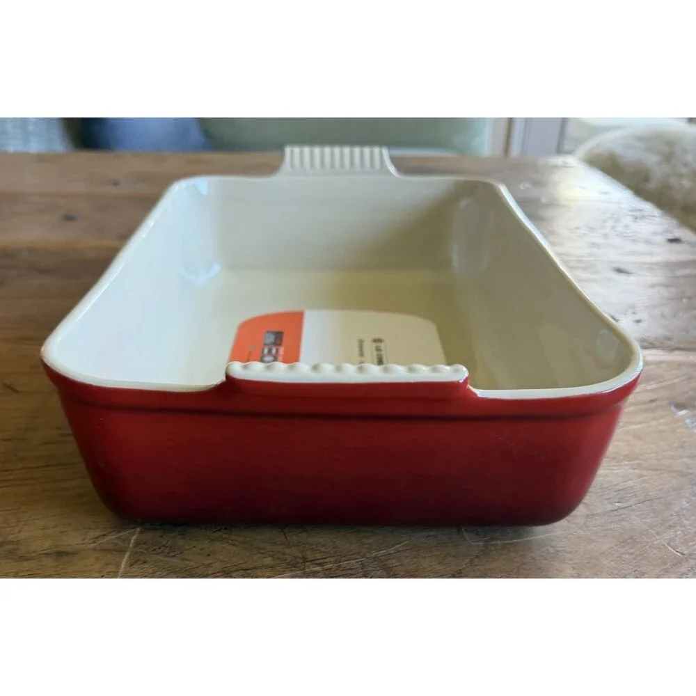 Le Creuset Stoneware Heritage Deep Rectangular Lasagna Dish 6.75qt Cerise NEW